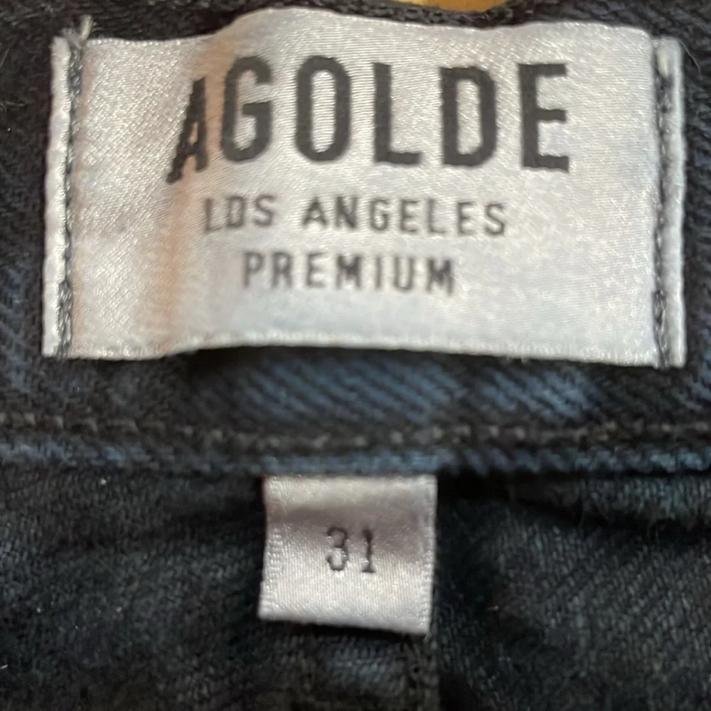 Agolde Riley Cropped Raw Hem Dark Wash Denim Jeans, 31 - Picture 6 of 8
